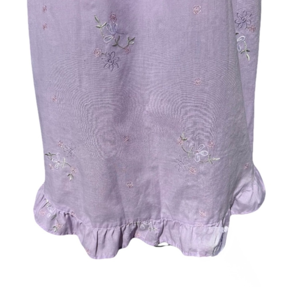 Vintage Cottagecore Nightgown XXL Lavender Embroidered Cotton Blend Sleep Dress - Picture 7 of 16